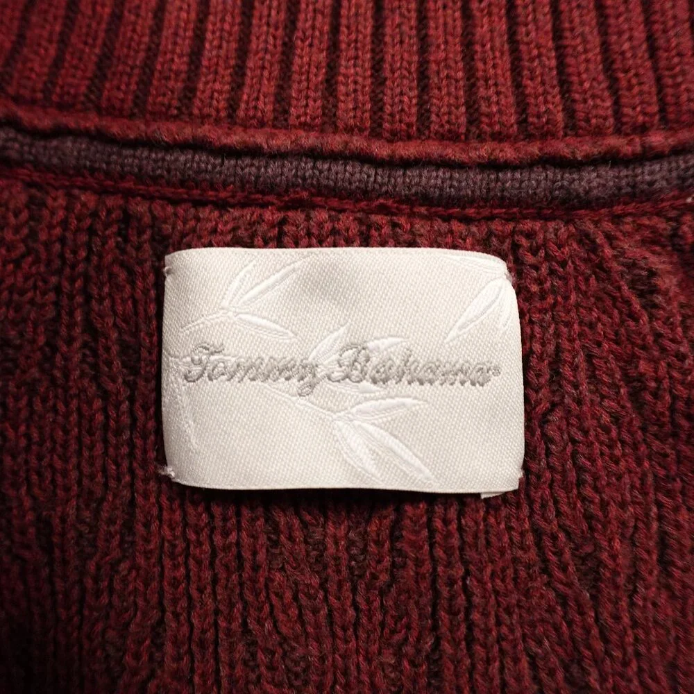 Tommy Bahama‎ quarter zip pullover sweater mock neck men's medium maroon
